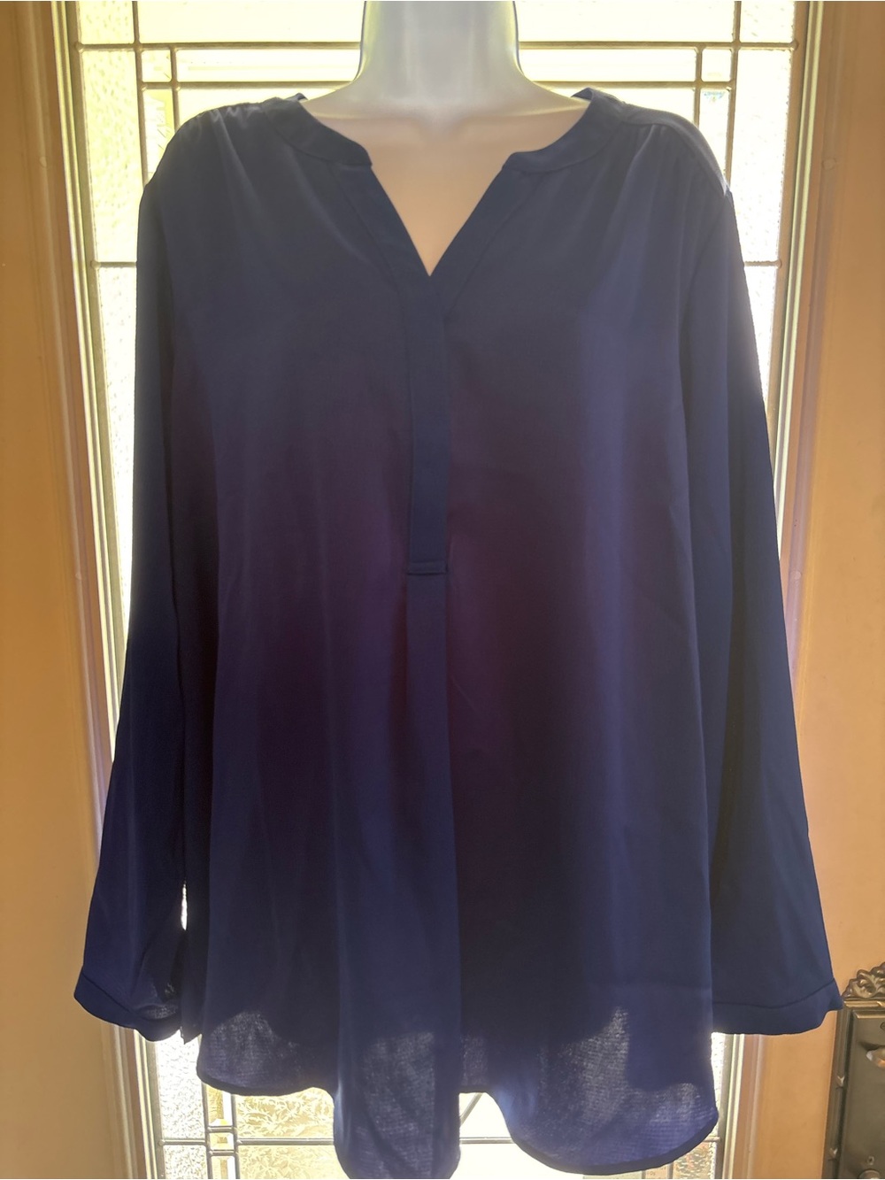 Lane Bryant Navy Split-Neck Tunic Blouse